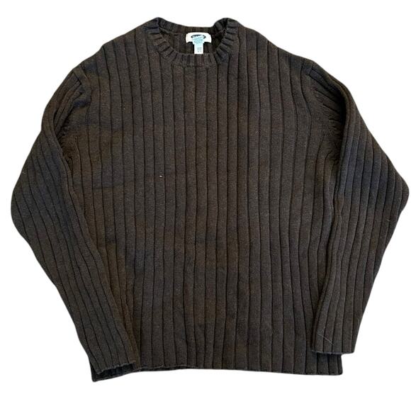 Vintage Old Navy Crew Sweater Mens Size XL Brown Heavy Cotton Ribbed Knit Y2K - Picture 1 of 4